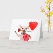 Happy Valentines Day Card Niedlich Chihuahua mit R Karte (Gelbe Blume)