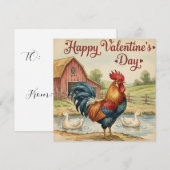 Happy Valentine's Day card Rooster Chicken  Mitteilungskarte (Vorne/Hinten)