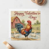 Happy Valentine's Day card Rooster Chicken  Mitteilungskarte (Vorderseite/Rückseite Beispiel)