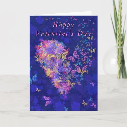 Happy Valentine's Day Card Schmetterlingsherz Karte (Vorderseite)