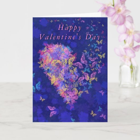 Happy Valentine's Day Card Schmetterlingsherz Karte (Orchidee)