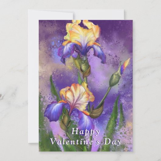 Happy Valentine's Day Card - Schöne Iris Blume (Vorderseite)