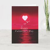 Happy Valentine's Day Card Sea Sunset Liebe Herz Karte (Vorderseite)
