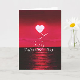 Happy Valentine's Day Card Sea Sunset Liebe Herz Karte