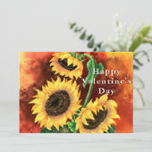 Happy Valentine's Day Card - Three Sunflowers (Stehend Vorderseite)