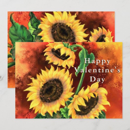 Happy Valentine's Day Card - Three Sunflowers (Vorne/Hinten)