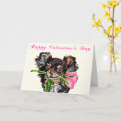 Happy Valentine's Day Card Welpe mit Rose Liebe Karte (Gelbe Blume)