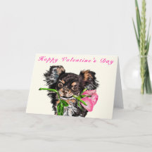 Happy Valentine's Day Card Welpe mit Rose Liebe