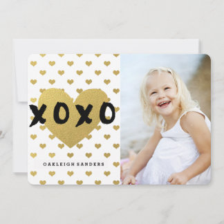 Happy Valentine's Day Card with Gold Hearts Feiertagskarte