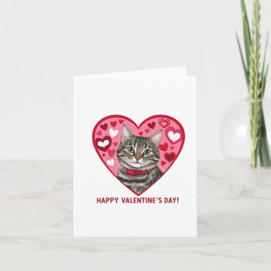 Happy Valentine's Day Cat Dankeskarte (Vorderseite)