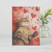 Happy Valentines Day Cat Feiertagskarte (Stehend Vorderseite)