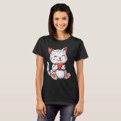 Happy Valentine's Day Cat Holding Heart T-Shirt (Vorne ganz)