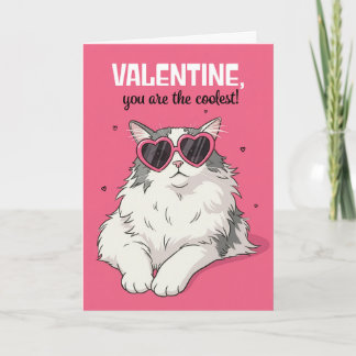 Happy Valentines Day Cat in Heart Glasses Feiertagskarte