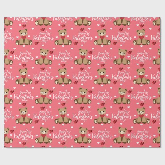 Happy Valentines Day Cat Pattern Geschenkpapier (Flach)