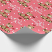 Happy Valentines Day Cat Pattern Geschenkpapier (Ecke)