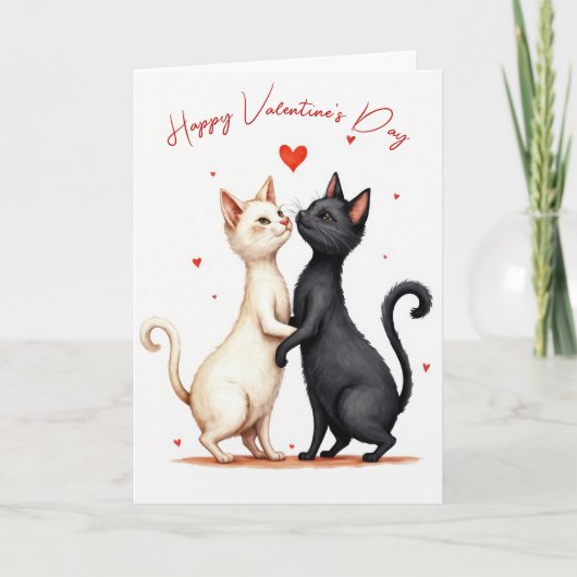Happy Valentine's Day Cats Dancing Karte (Vorderseite)