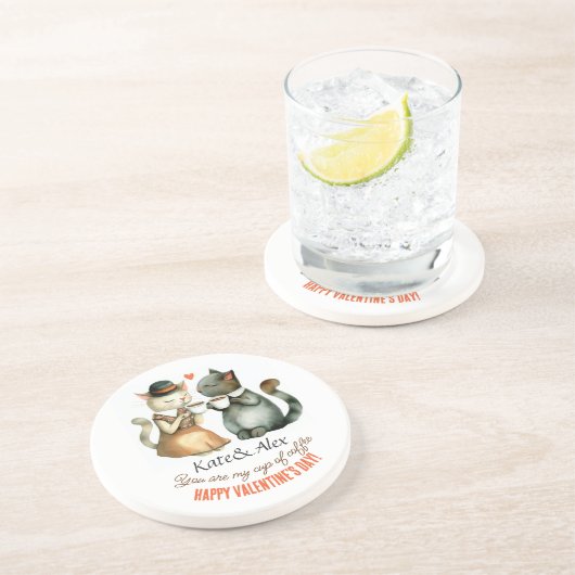 Happy Valentine's Day Cats Getränkeuntersetzer (Seite)