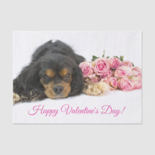 Happy Valentine's Day Cavalier King Charles Seidenpapier