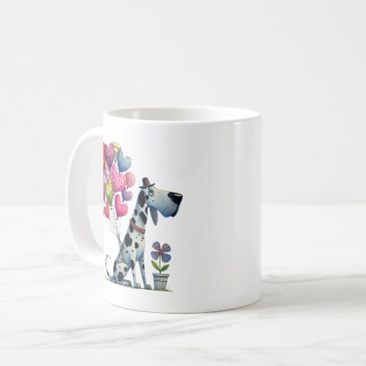 Happy Valentine's Day Charming Great Dane Kaffeetasse (Vorderseite Links)
