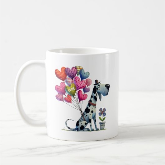 Happy Valentine's Day Charming Great Dane Kaffeetasse (Links)