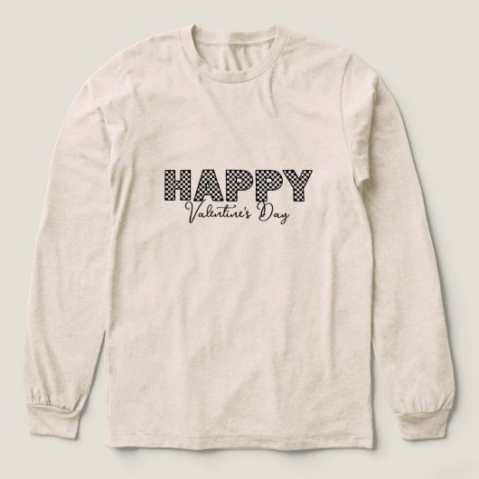 'Happy Valentine's Day' Checkered Letters Fun Cozy Tri-Blend Shirt (Design Vorderseite)
