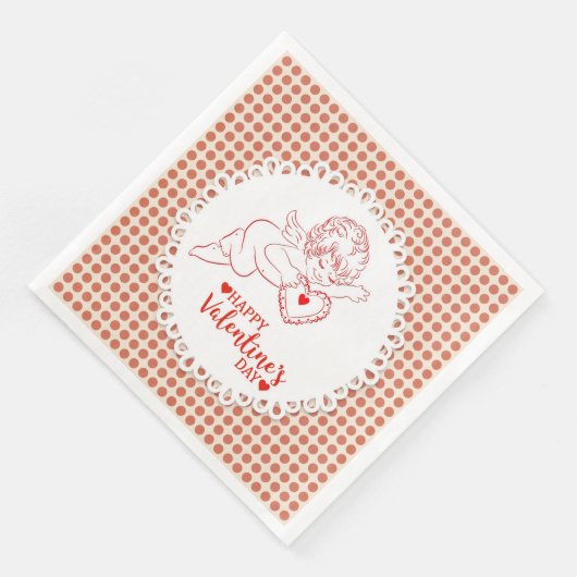 Happy Valentine's Day Cherub Cupid Serviette (Ecke)
