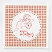 Happy Valentine's Day Cherub Cupid Serviette (Vorderseite)