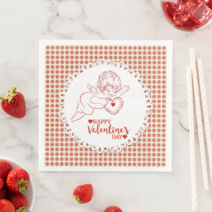 Happy Valentine's Day Cherub Cupid Serviette