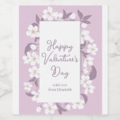 Happy Valentine's Day Chic Light Pink Floral Party Weinetikett (Einzelnes Label)