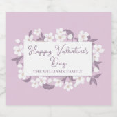 Happy Valentine's Day Chic Pink Floral Custom Schaumweinetikett (Einzelnes Label)