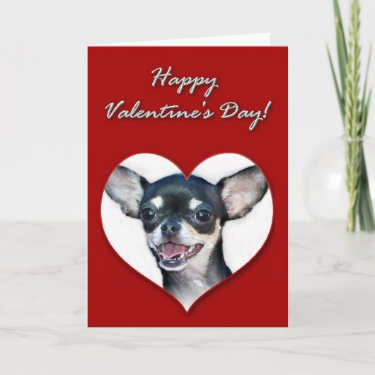 Happy Valentine's Day Chihuahua Feiertagskarte (Vorderseite)