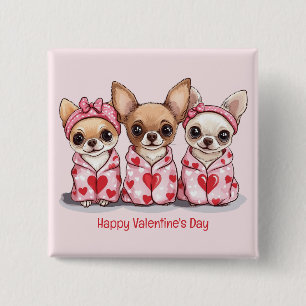 Happy Valentines Day Chihuahua Hunde Button
