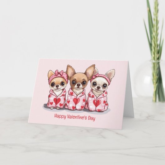 Happy Valentines Day Chihuahua Hunde Feiertagskarte (Vorderseite)