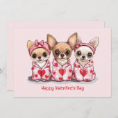 Happy Valentines Day Chihuahua Hunde Feiertagskarte (Vorne/Hinten)