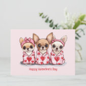 Happy Valentines Day Chihuahua Hunde Feiertagskarte (Stehend Vorderseite)