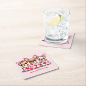 Happy Valentines Day Chihuahua Hunde Rechteckiger Pappuntersetzer (Vor Ort)