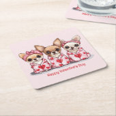 Happy Valentines Day Chihuahua Hunde Rechteckiger Pappuntersetzer (angewinkelt)