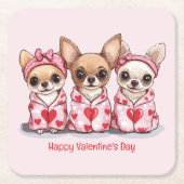 Happy Valentines Day Chihuahua Hunde Rechteckiger Pappuntersetzer (Vorderseite)