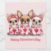 Happy Valentines Day Chihuahua Hunde Weinetikett (Einzelnes Label)