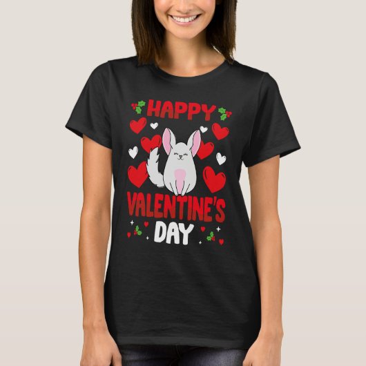 Happy Valentines Day Chinchilla Heart Love Animal T-Shirt (Vorderseite)