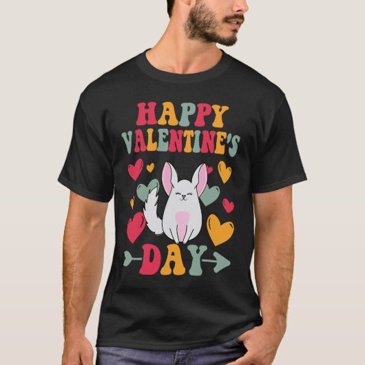 Happy Valentines Day Chinchilla Heart Love Groovy T-Shirt (Vorderseite)