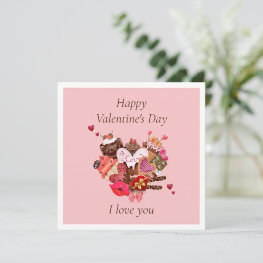 Happy Valentine's Day Chocolate Dankeskarte (Stehend Vorderseite)