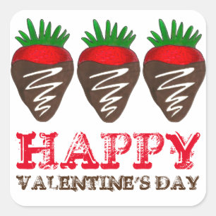 Happy Valentine's Day Chocolate Strawberry Sticker
