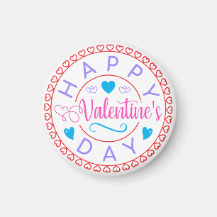 Happy Valentine's Day Circle Design-87128 Magnet
