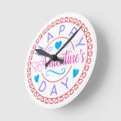 Happy Valentine's Day Circle Design-87128 Runde Wanduhr (Winkel)