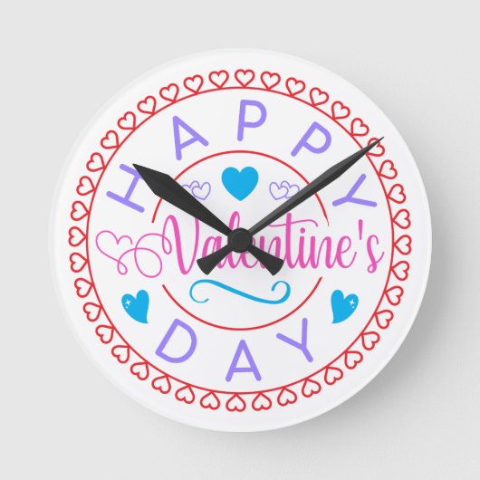 Happy Valentine's Day Circle Design-87128 Runde Wanduhr (Vorderseite)