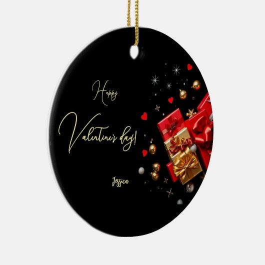 Happy Valentine's Day Circle Keramik Ornament (Rechts)