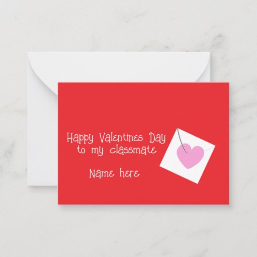 Happy Valentines Day Classmate Niedlich Whimsical  Mitteilungskarte (Vorderseite)