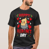 Happy Valentines Day Cockatiel Heart Love Animal T-Shirt (Vorderseite)