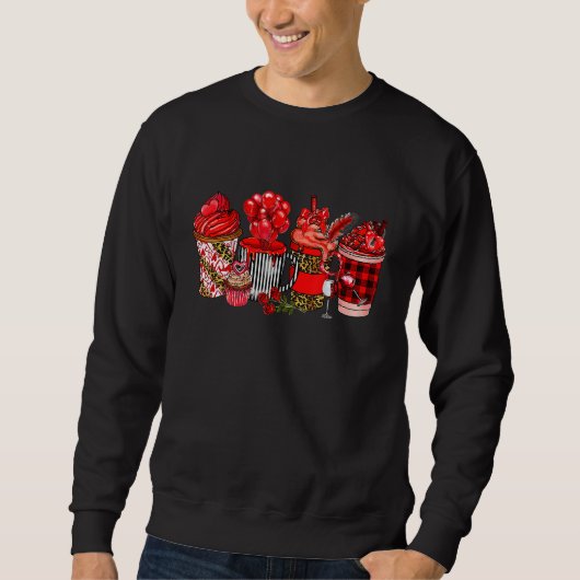 Happy Valentine's Day Coffee Drink Matching Couple Sweatshirt (Vorderseite)
